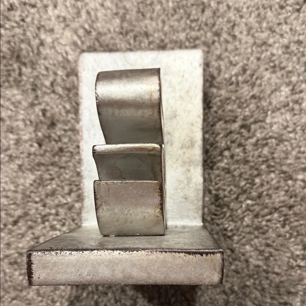Silver Bookends Distressed Look of Silver and Rust Brown Color - Picture 7 of 9